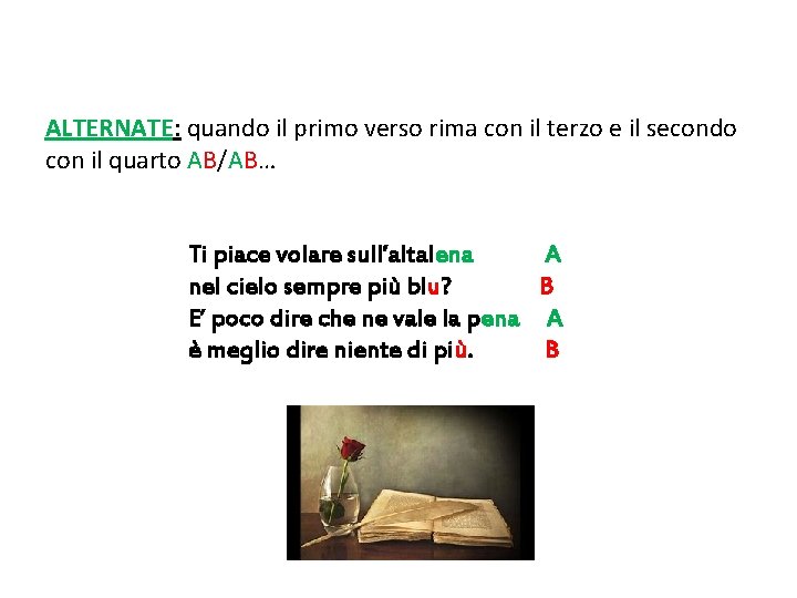 ALTERNATE: quando il primo verso rima con il terzo e il secondo con il