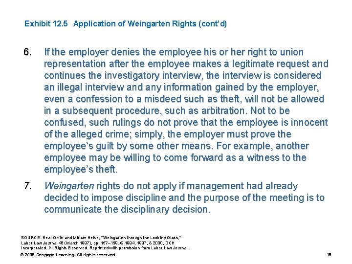 Exhibit 12. 5 Application of Weingarten Rights (cont’d) 6. If the employer denies the