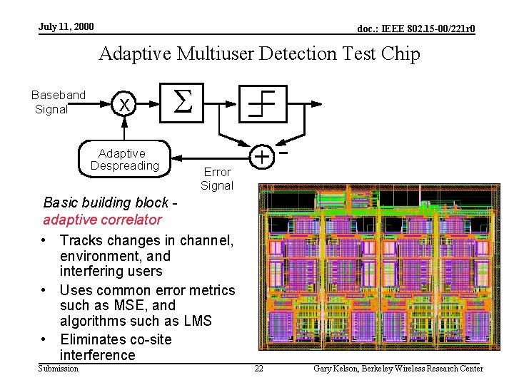 July 11, 2000 doc. : IEEE 802. 15 -00/221 r 0 Adaptive Multiuser Detection