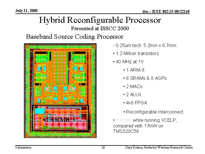 July 11, 2000 doc. : IEEE 802. 15 -00/221 r 0 Hybrid Reconfigurable Processor
