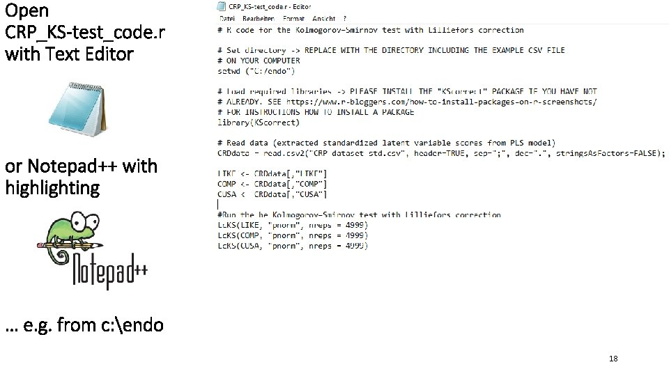 Open CRP_KS-test_code. r with Text Editor or Notepad++ with highlighting … e. g. from