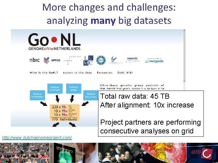 More changes and challenges: analyzing many big datasets Total raw data: 45 TB After