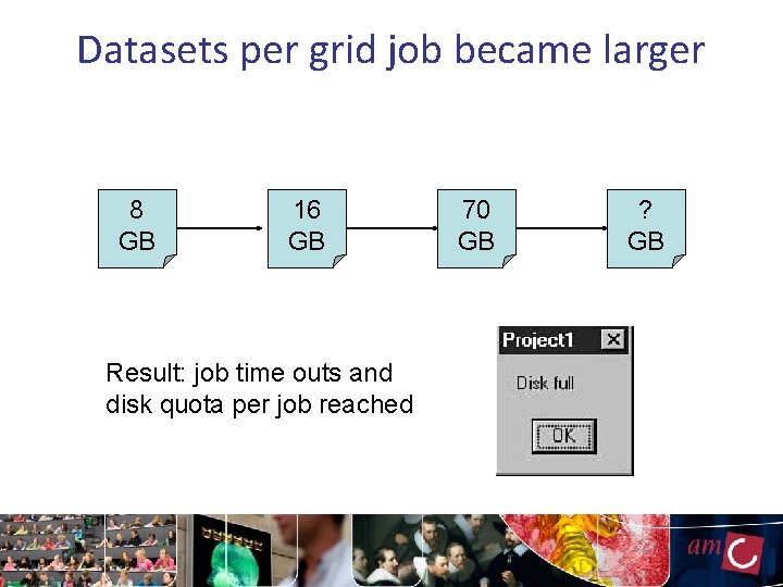 Datasets per grid job became larger 8 GB 16 GB Result: job time outs