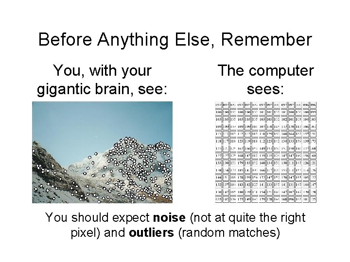 Before Anything Else, Remember You, with your gigantic brain, see: The computer sees: You