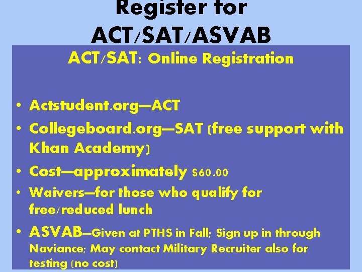 Welcome to Patriot High Schools Junior Parent Night