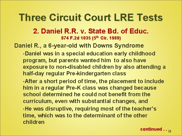 Three Circuit Court LRE Tests 2. Daniel R. R. v. State Bd. of Educ.