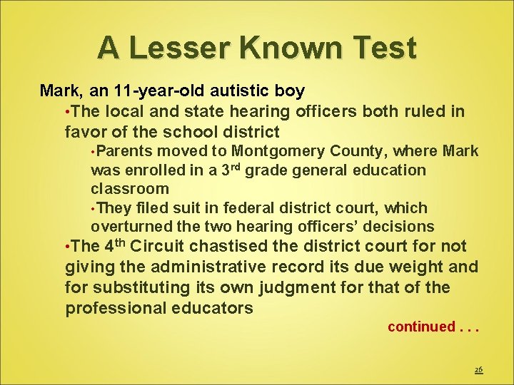 A Lesser Known Test Mark, an 11 -year-old autistic boy • The local and