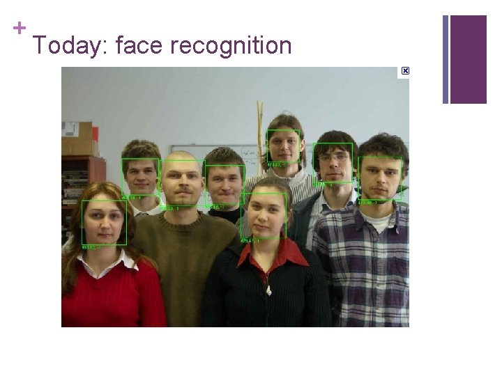 + Today: face recognition 