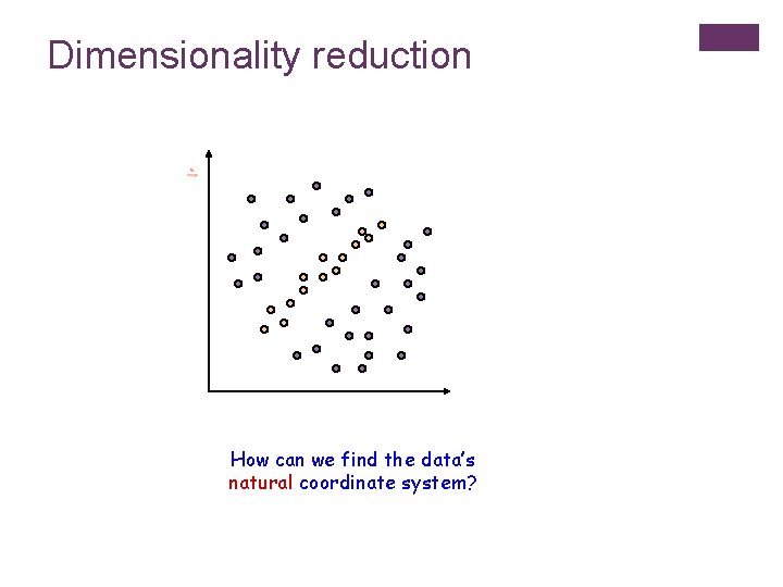 Dimensionality reduction How can we find the data’s natural coordinate system? 
