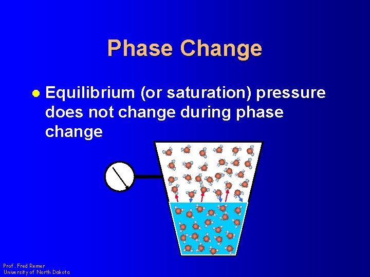 Phase Change l Equilibrium (or saturation) pressure does not change during phase change Prof.