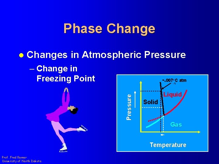 Phase Change l Changes in Atmospheric Pressure – Change in Freezing Point Pressure -.
