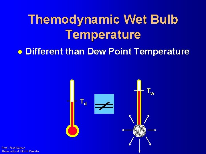 Themodynamic Wet Bulb Temperature l Different than Dew Point Temperature Tw Td Prof. Fred