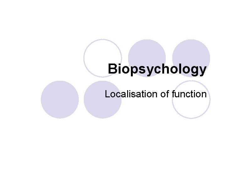 Biopsychology Localisation of function 