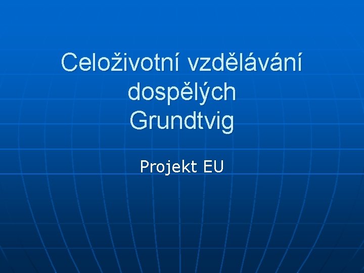 Celoživotní vzdělávání dospělých Grundtvig Projekt EU 