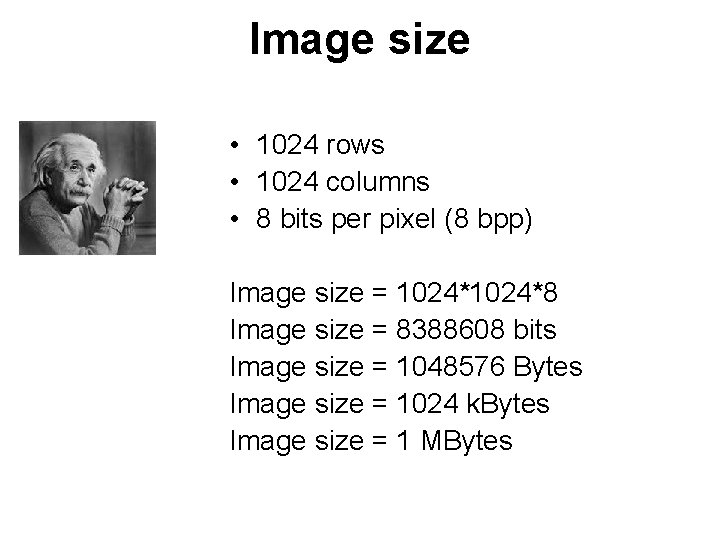 Image size • 1024 rows • 1024 columns • 8 bits per pixel (8