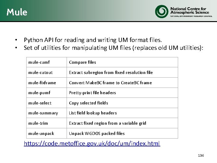 Mule • Python API for reading and writing UM format files. • Set of