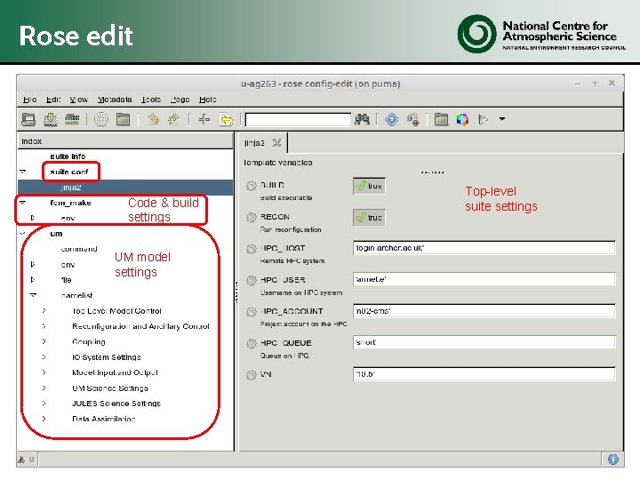 Rose edit Code & build settings Top-level suite settings UM model settings 27 