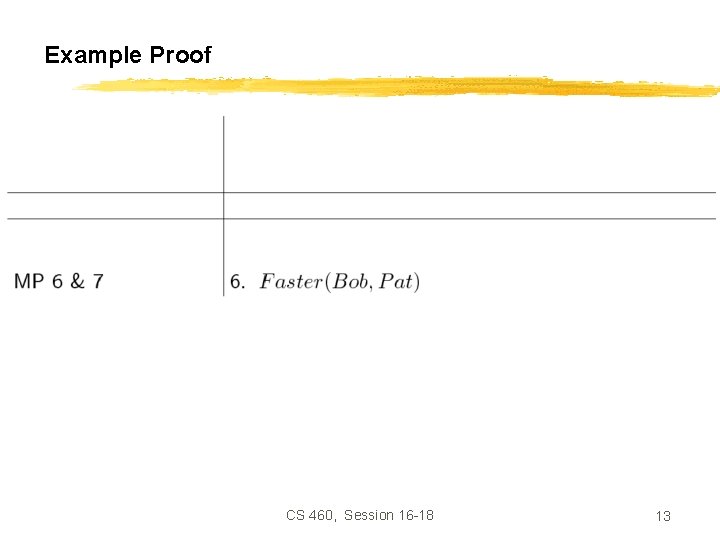 Example Proof CS 460, Session 16 -18 13 