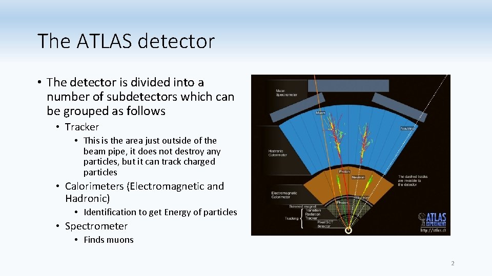 The ATLAS detector • The detector is divided into a number of subdetectors which