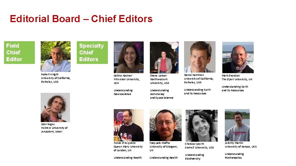 Editorial Board – Chief Editors Field Chief Editor Specialty Chief Editors Robert Knight University