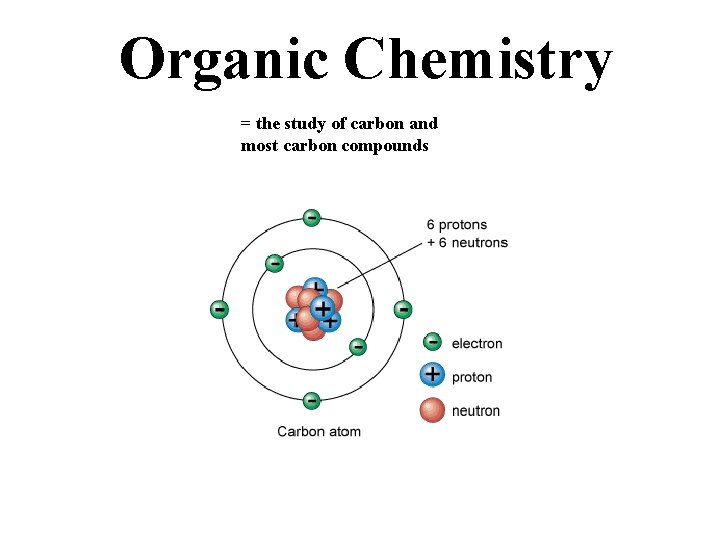 Organic Chemistry = the study of carbon and most carbon compounds 