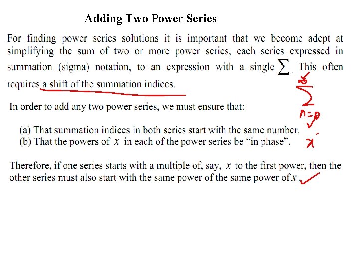 Adding Two Power Series 