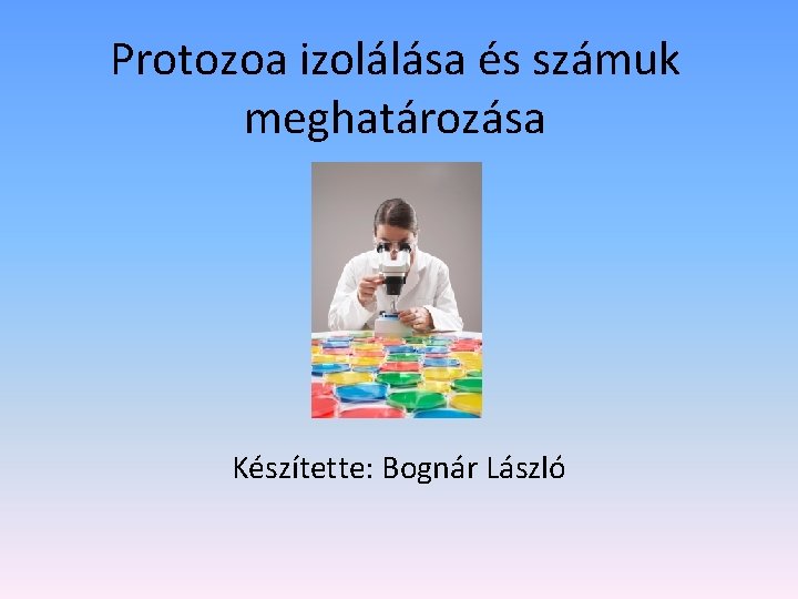 Protozoa izolálása és számuk meghatározása Készítette: Bognár László 