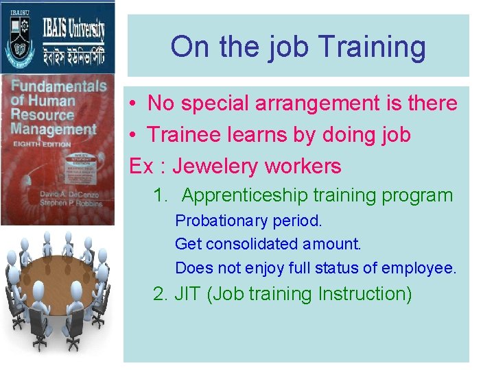 On the job Training • No special arrangement is there • Trainee learns by On the job Training • No special arrangement is there • Trainee learns by