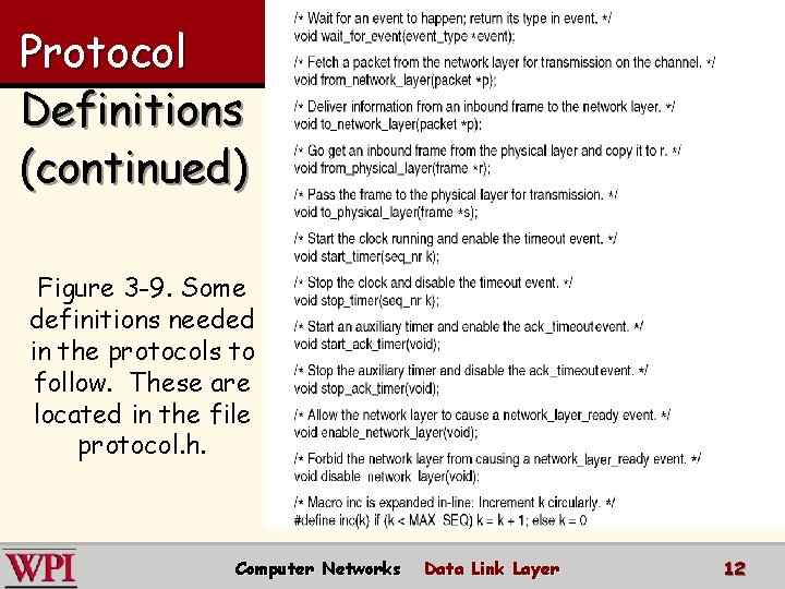 Protocol Definitions (continued) Figure 3 -9. Some definitions needed in the protocols to follow.