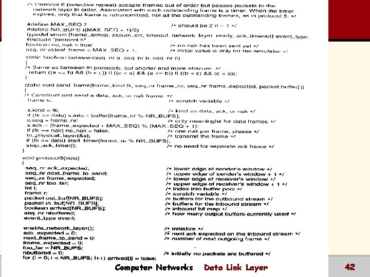 Computer Networks Data Link Layer 42 