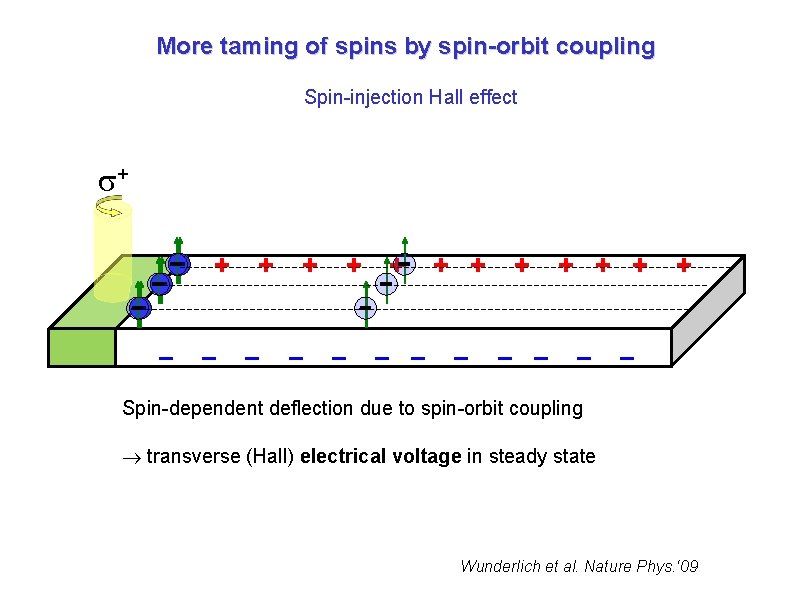 More taming of spins by spin-orbit coupling Spin-injection Hall effect + + – –