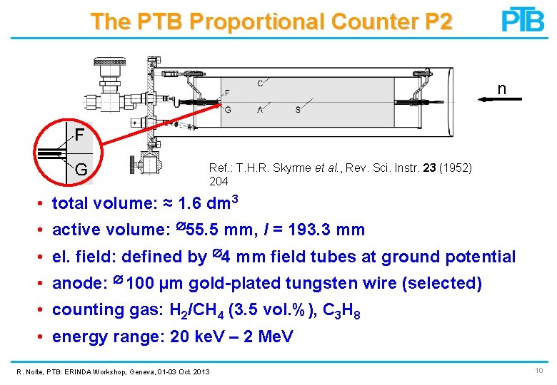 The PTB Proportional Counter P 2 n Ref. : T. H. R. Skyrme et The PTB Proportional Counter P 2 n Ref. : T. H. R. Skyrme et