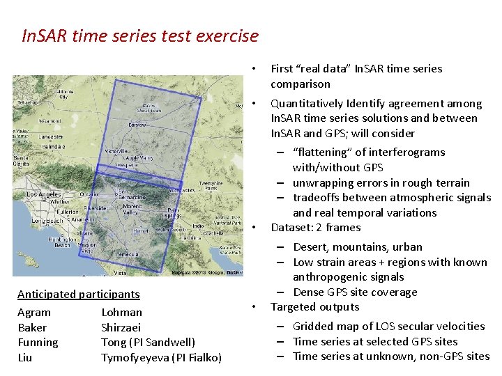 In. SAR time series test exercise • First “real data” In. SAR time series