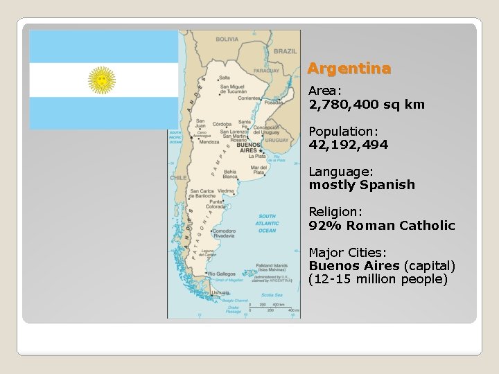 Argentina Area: 2, 780, 400 sq km Population: 42, 192, 494 Language: mostly Spanish