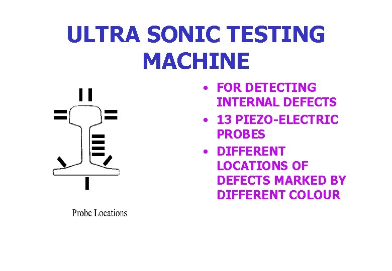 ULTRA SONIC TESTING MACHINE • FOR DETECTING INTERNAL DEFECTS • 13 PIEZO-ELECTRIC PROBES •