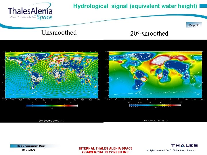 Hydrological signal (equivalent water height) Page 38 Unsmoothed NGGM Assessment Study 26 May 2010
