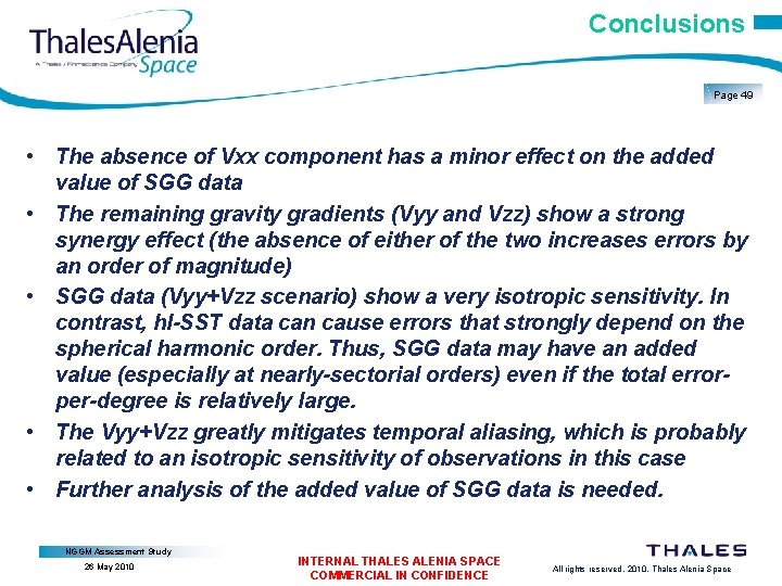 Conclusions Page 49 • The absence of Vxx component has a minor effect on