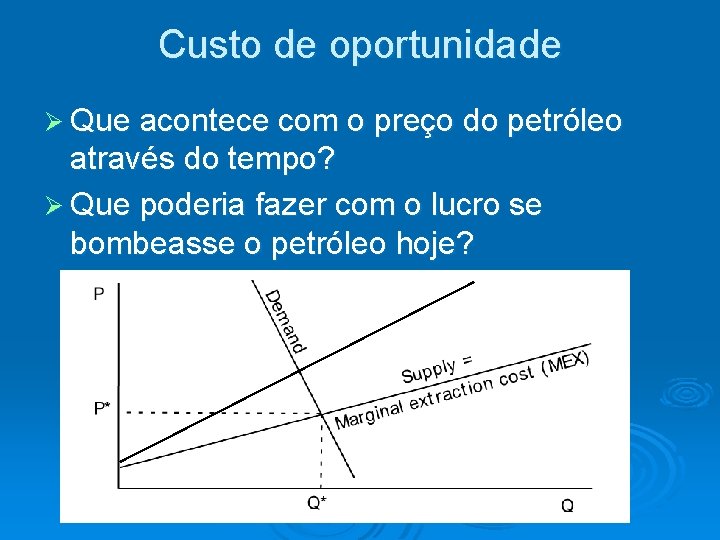 Custo de oportunidade Ø Que acontece com o preço do petróleo através do tempo?