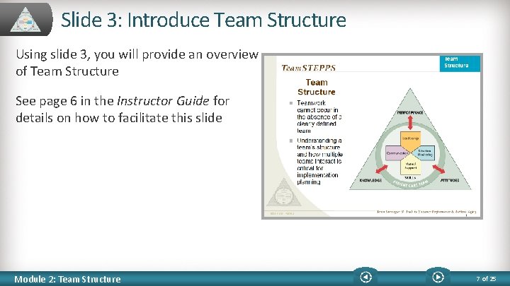 Slide 3: Introduce Team Structure Using slide 3, you will provide an overview of