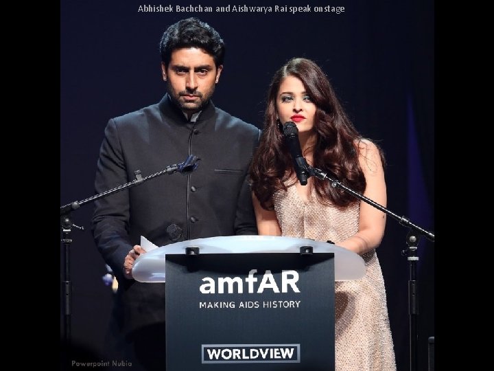 Abhishek Bachchan and Aishwarya Rai speak onstage 