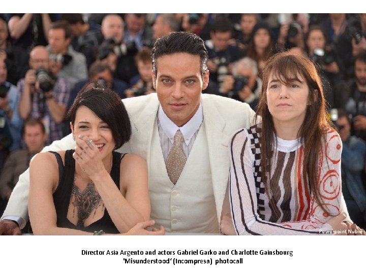 Director Asia Argento and actors Gabriel Garko and Charlotte Gainsbourg 'Misunderstood‘ (Incompresa) photocall 