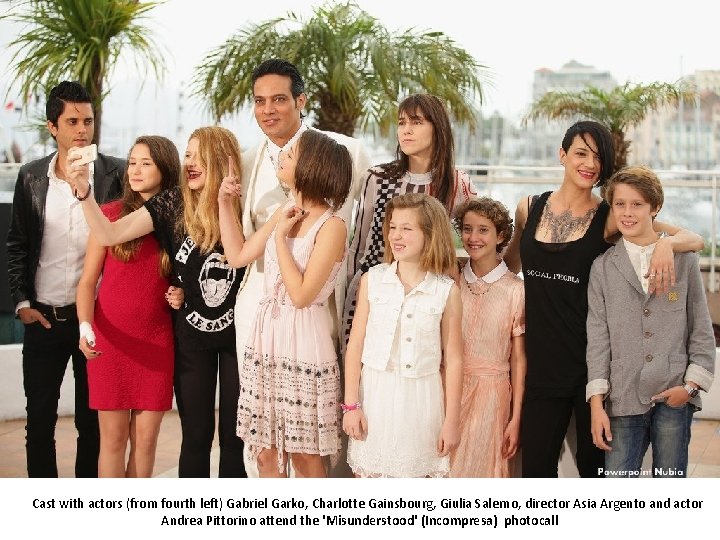 Cast with actors (from fourth left) Gabriel Garko, Charlotte Gainsbourg, Giulia Salerno, director Asia