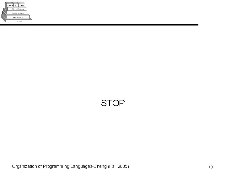 STOP Organization of Programming Languages-Cheng (Fall 2005) 43 