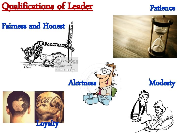 Qualifications of Leader Patience Fairness and Honest Alertness Loyalty Modesty 