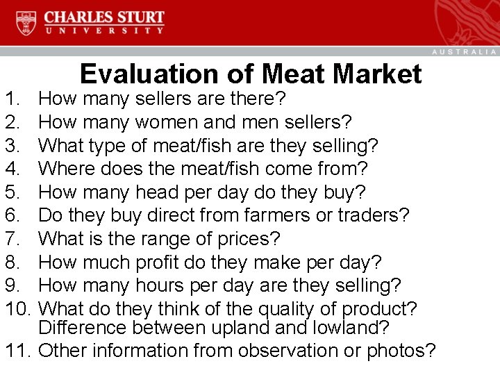 Evaluation of Meat Market 1. How many sellers are there? 2. How many women