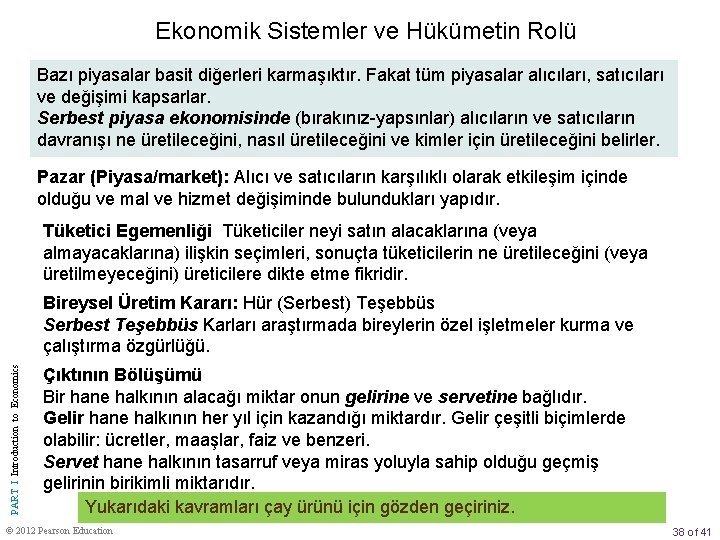 Ekonomik Sistemler ve Hükümetin Rolü Bazı piyasalar basit diğerleri karmaşıktır. Fakat tüm piyasalar alıcıları,