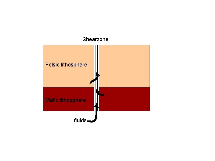 Shearzone Felsic lithosphere Mafic lithosphere fluids 