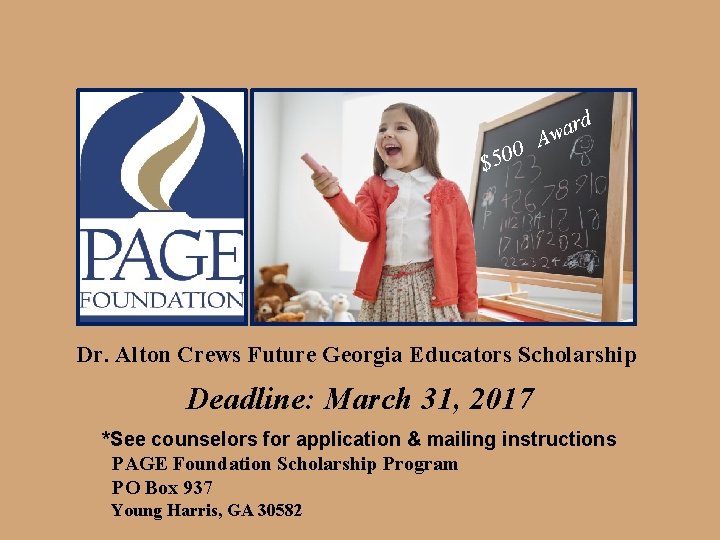 d r a w A 0 50 $ Dr. Alton Crews Future Georgia Educators