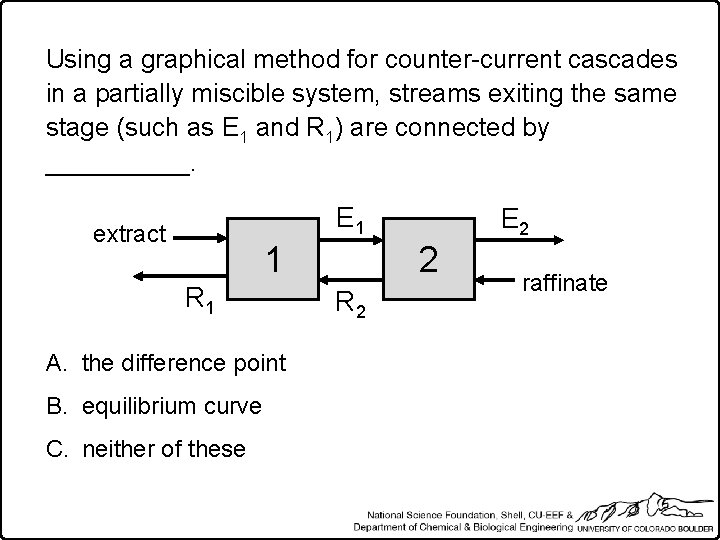 Using a graphical method for counter-current cascades in a partially miscible system, streams exiting