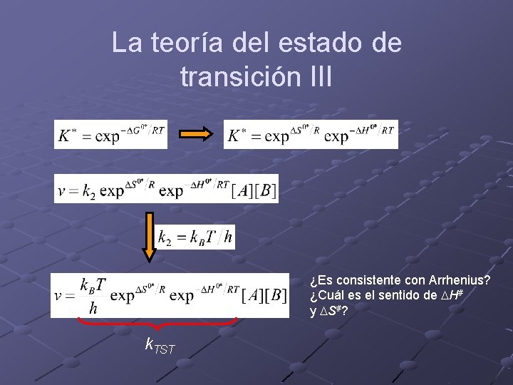 La teoría del estado de transición III ¿Es consistente con Arrhenius? ¿Cuál es el
